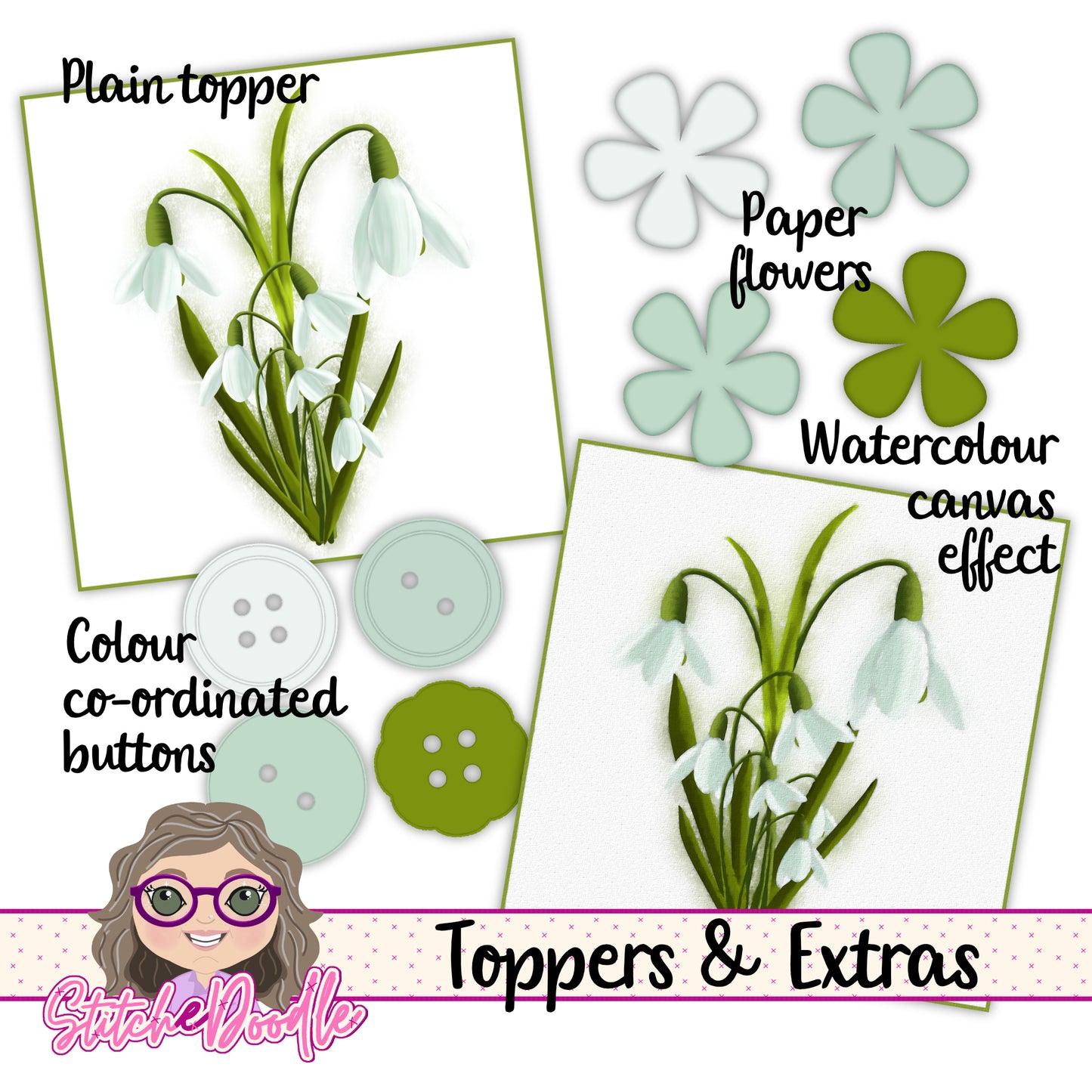 Paintbox Petals Snowdrop - 36 Piece Paper Craft Kit - Digital