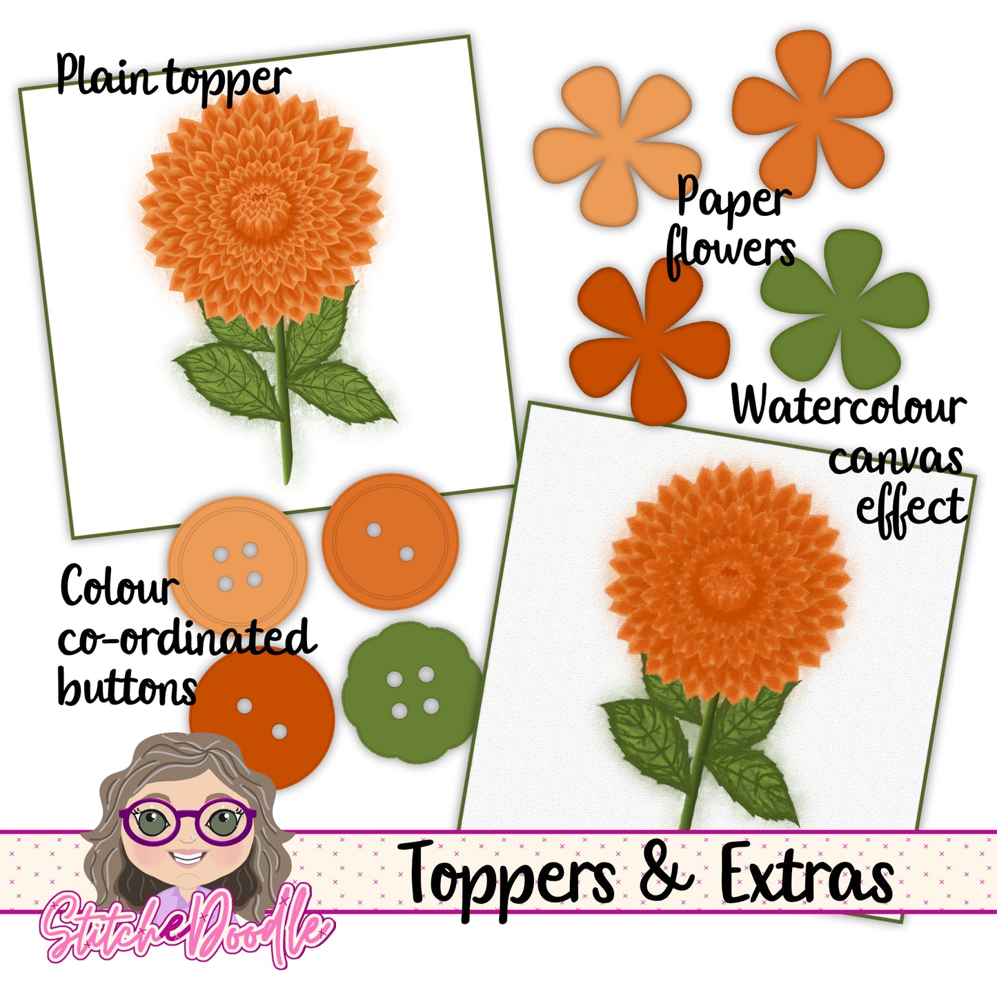 Paintbox Petals Dahlia - 36 Piece Paper Craft Kit - Digital
