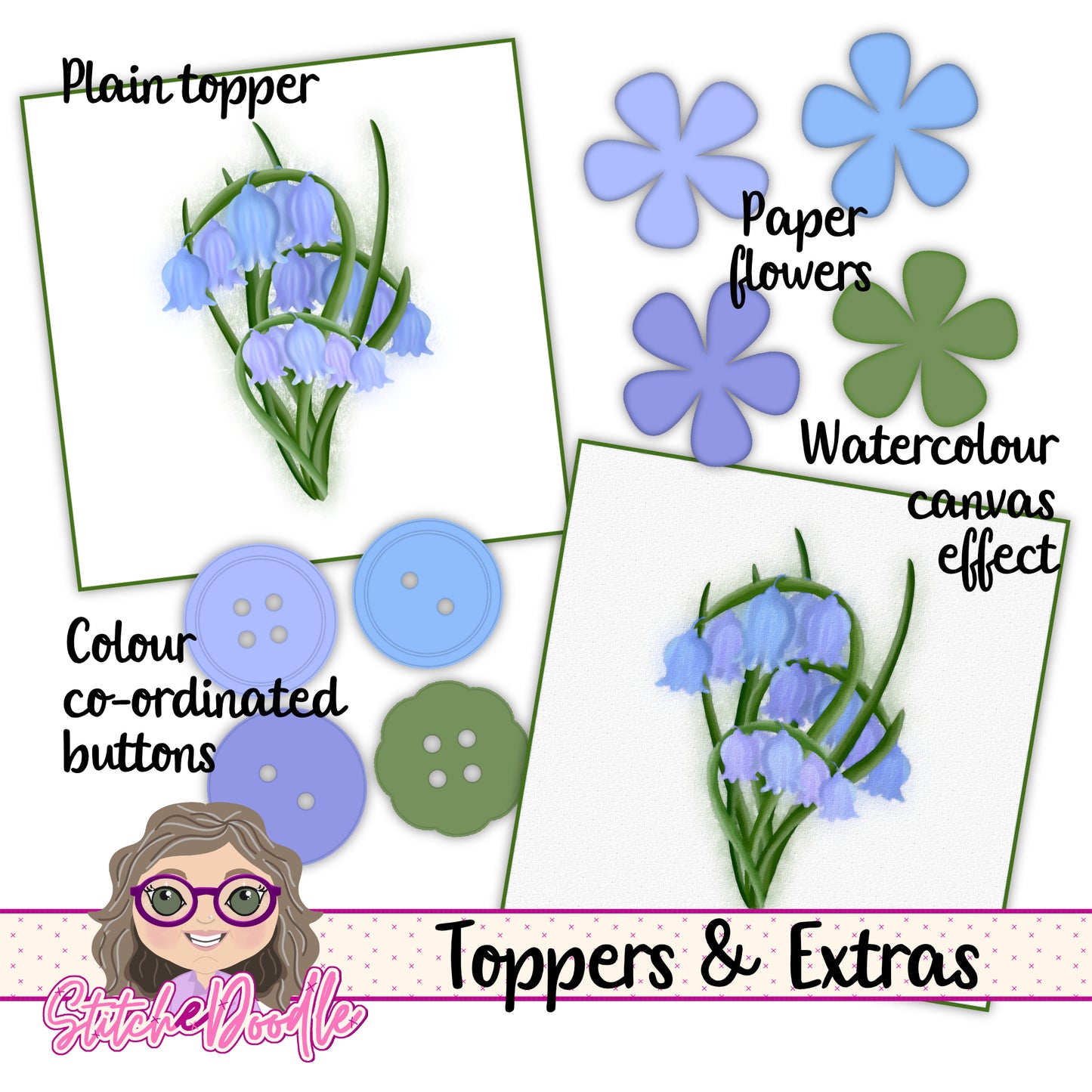 Paintbox Petals Bluebell - 36 Piece Paper Craft Kit - Digital