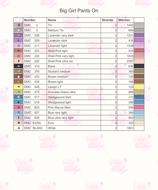 Cross Stitch Chart - Big Girl Pants - Digital Download