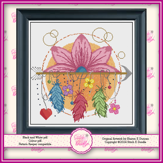 Cross Stitch Chart - Lotus Dreamcatcher - Digital Download