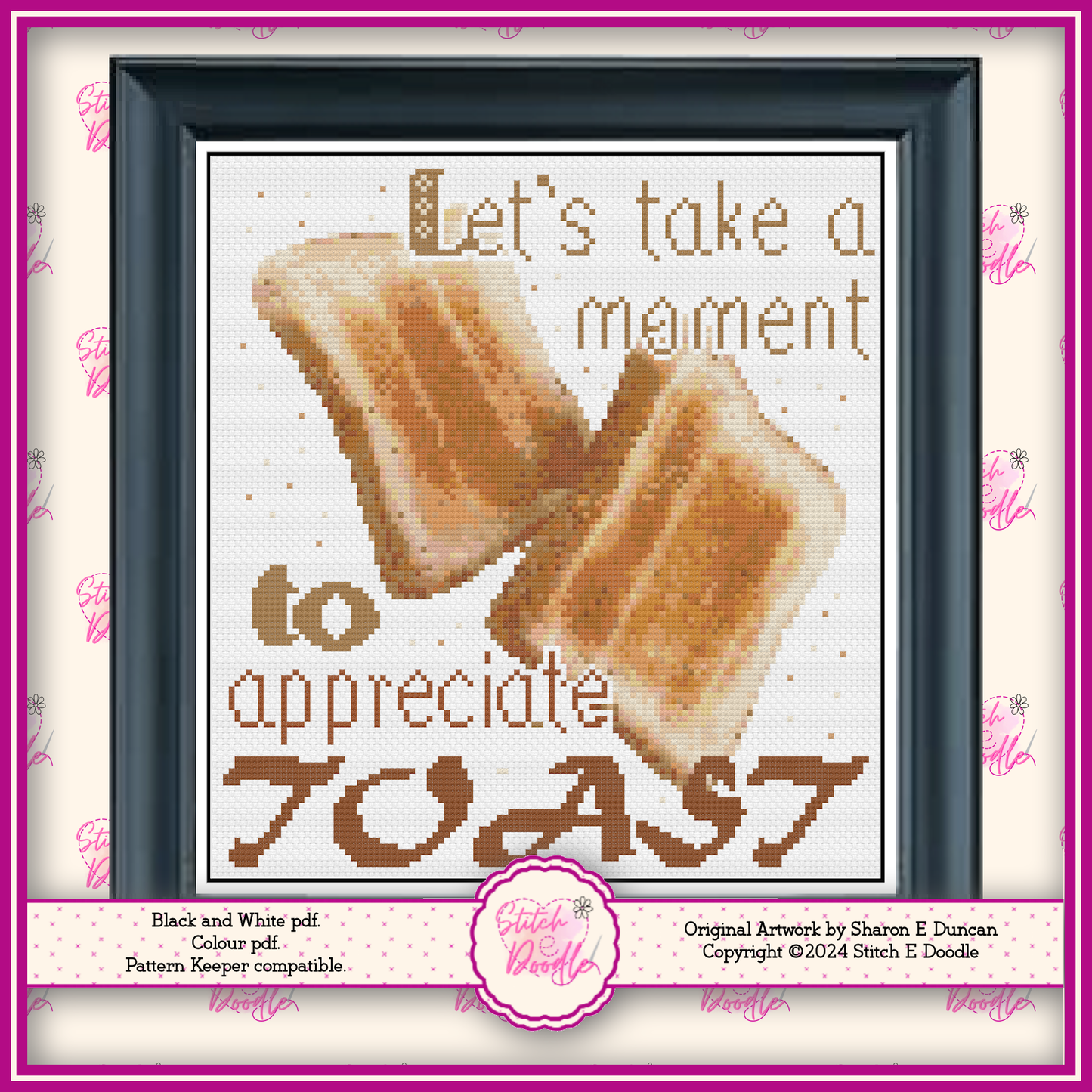 Cross Stitch Chart - Just Toast - Digital Download