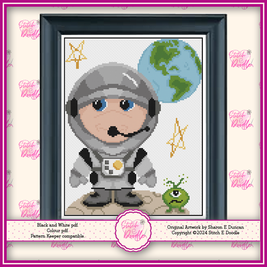 Cross Stitch Chart - Dinky Dudes - Out of this World - Digital Download