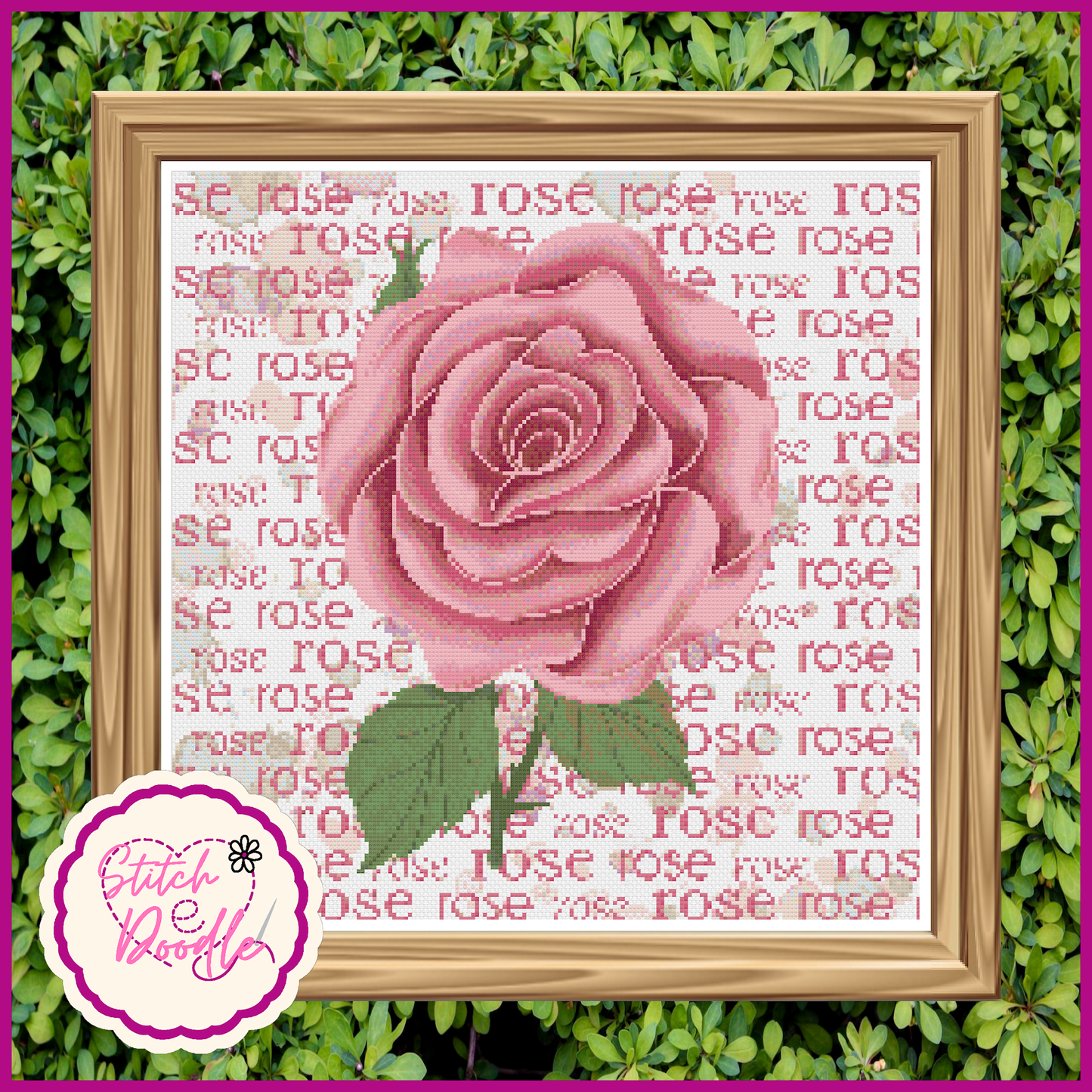 Cross Stitch Chart - Paintbox Petals Rose - Digital Download