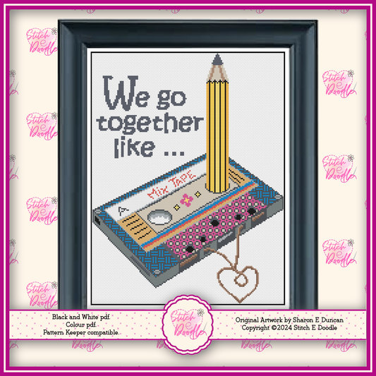 Cross Stitch Chart - 80's Nostalgia Tape and Pencil - Digital Download