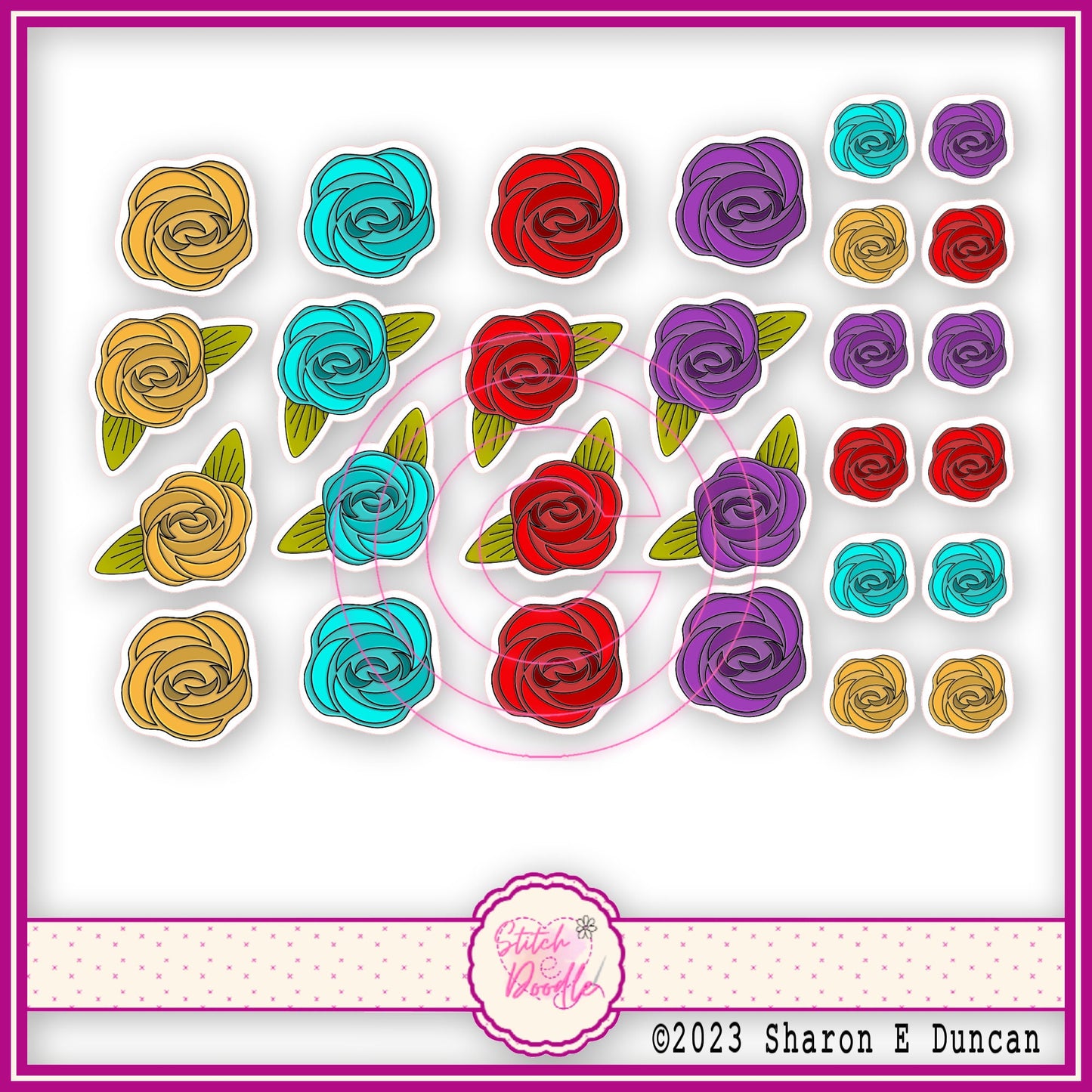 Sticker Pack - Nouveau Rose Blooms - 28 stickers