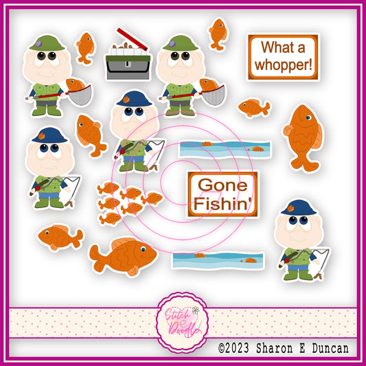 Sticker Pack - Dinky Dudes Fisherman - 18 stickers