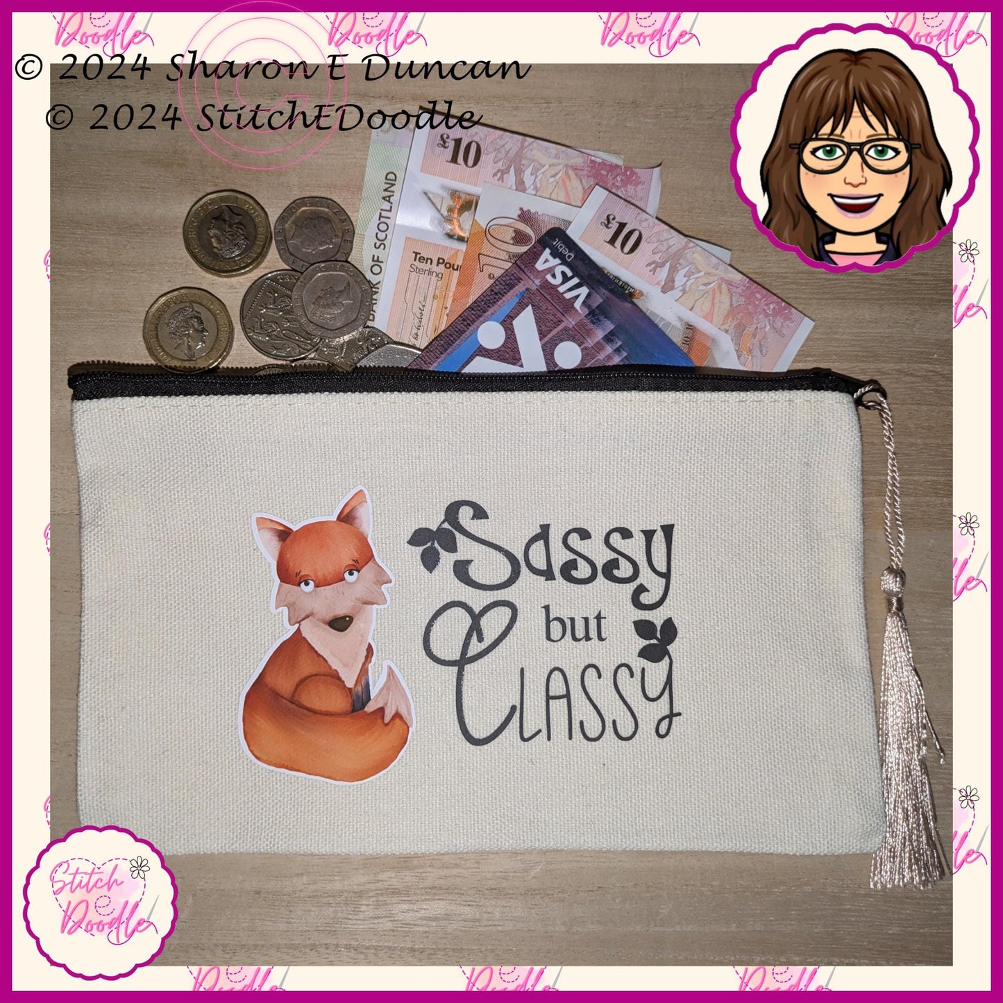 Pencil Case/Notions Pouch - Sassy but Classy Fox.