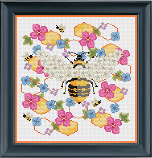 Cross Stitch Chart - Bee in Bloom - Digital Download