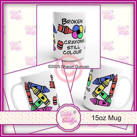 Broken Crayons Still Colour X-Large White 15oz Ceramic Mug