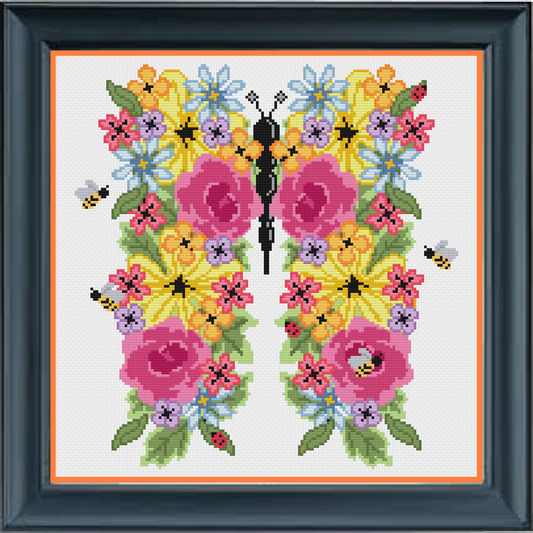 Cross Stitch Chart - Butterfly in Bloom - Digital Download