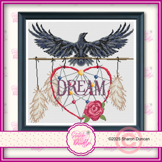 Cross Stitch Chart - Dream Raven - Digital Download