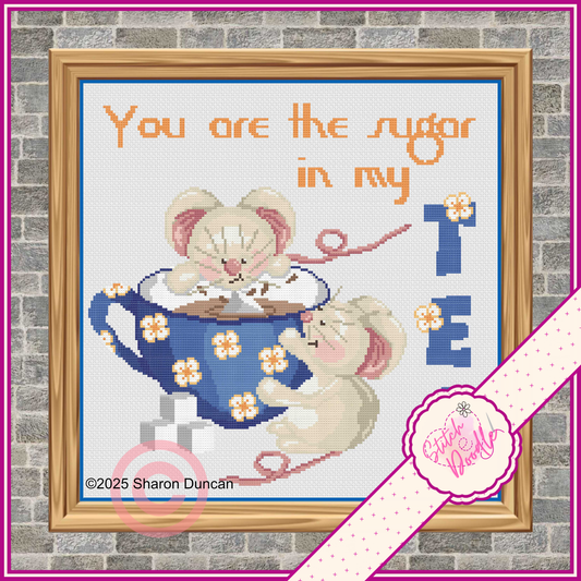 Cross Stitch Chart - You are the sugar in my tea - Digital Download