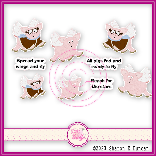 Sticker Pack - Flying Pigs - 9 stickers