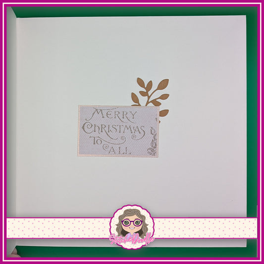 Highland Cow Handmade Christmas Card with embellishments - Large 7" x 7" card and envelope (hc02)