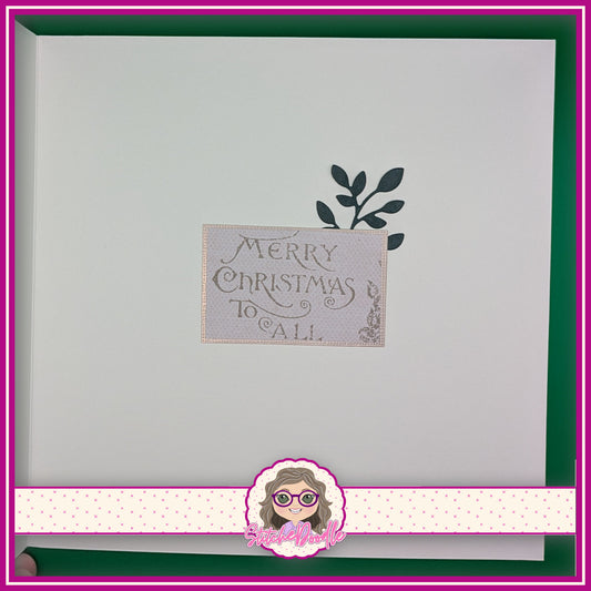 Highland Cow Handmade Christmas Card with embellishments - Large 7" x 7" card and envelope (hc03)