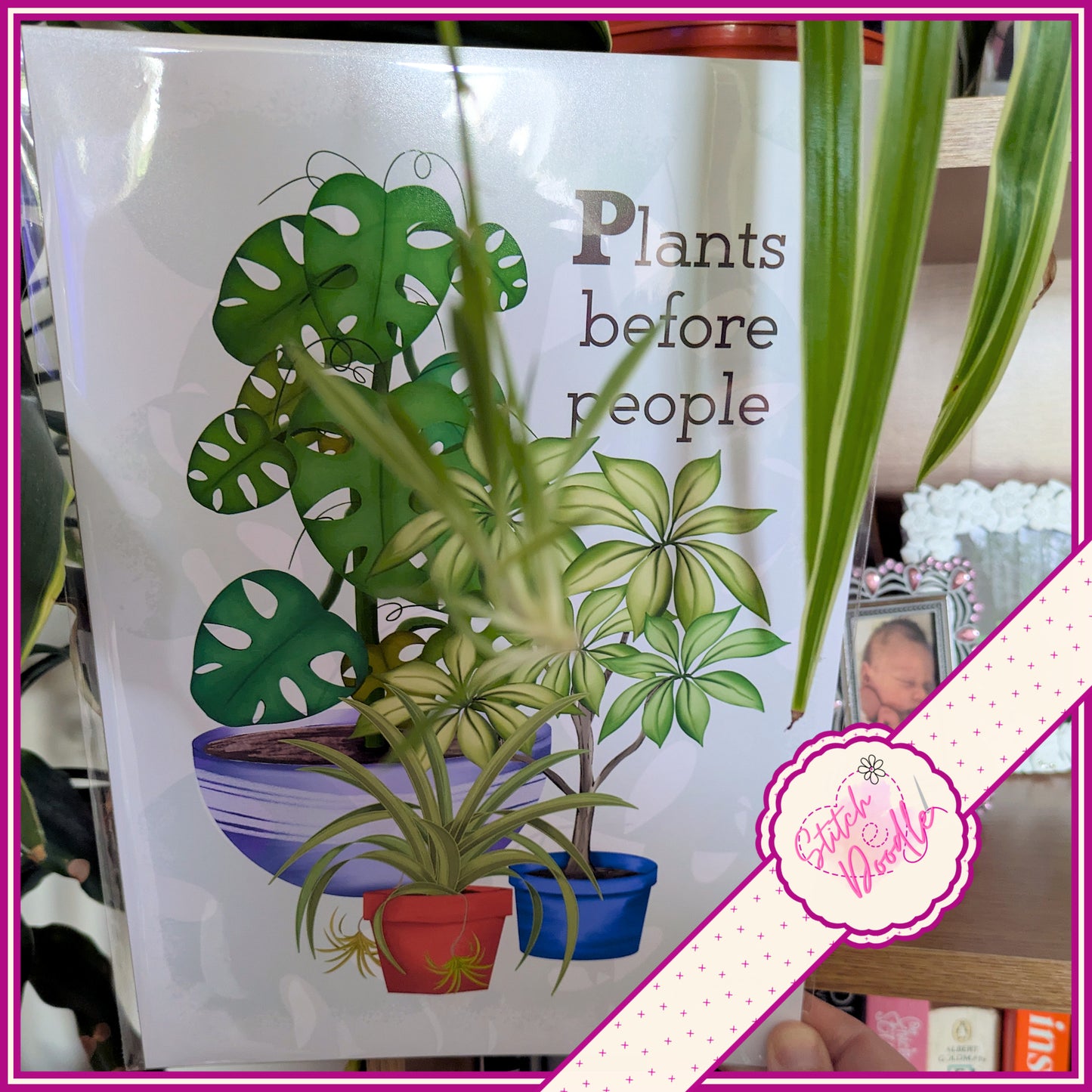 Houseplant Art Print - Cheese, Spider, Umbrella plants - Plants before people - Vibrant Colours