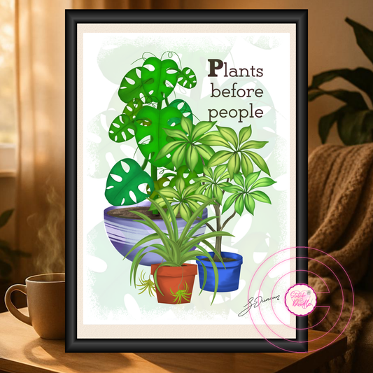Houseplant Art Print - Cheese, Spider, Umbrella plants - Plants before people - Vibrant Colours