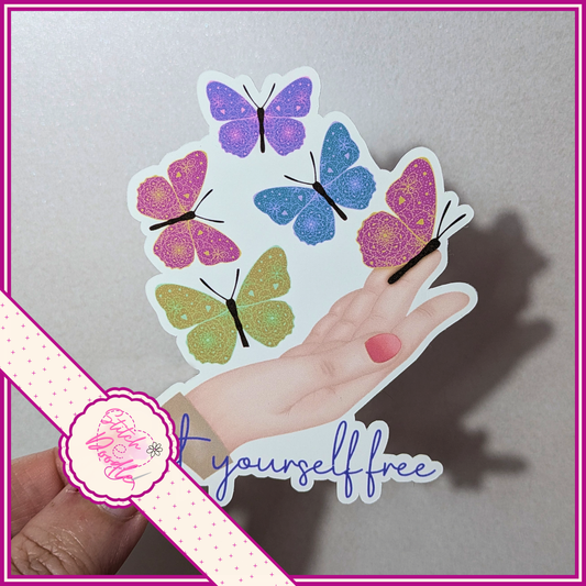 XL Single Sticker - Holding on Inspirational Sticker - Butterflies