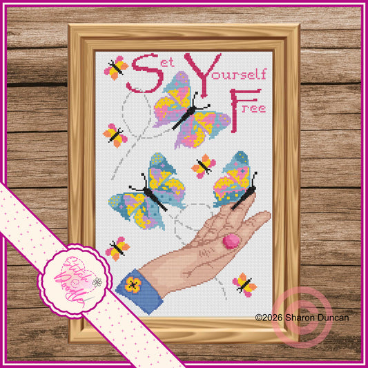 Set Yourself Free Cross Stitch Chart - alternative skin tones - Digital Download
