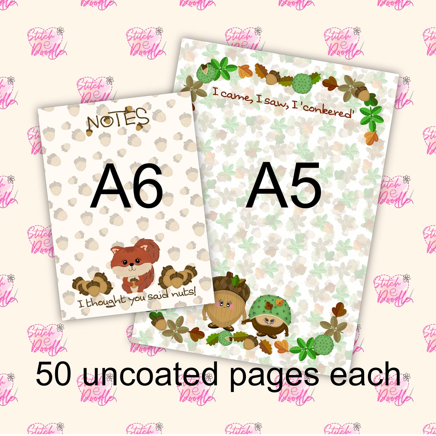 Nutty Nook - Notepads and Handmade Beaded Pen stationery set