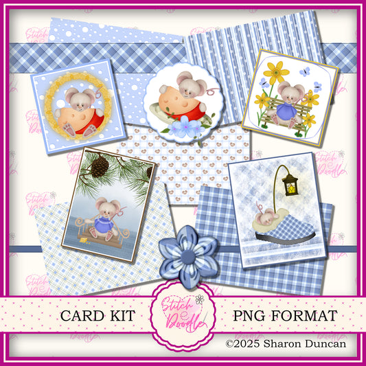 Tiddle Mouse Papercraft Kit: 52 Piece Card Making Kit (Digital Download)