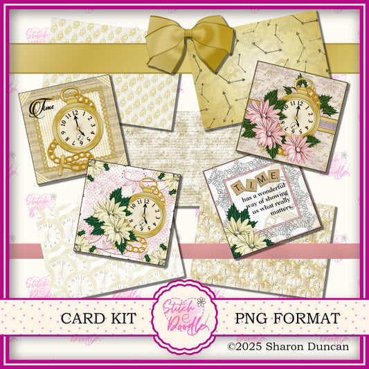 Gold Time Papercraft Kit: 43 Piece Card Making Kit (Digital Download)