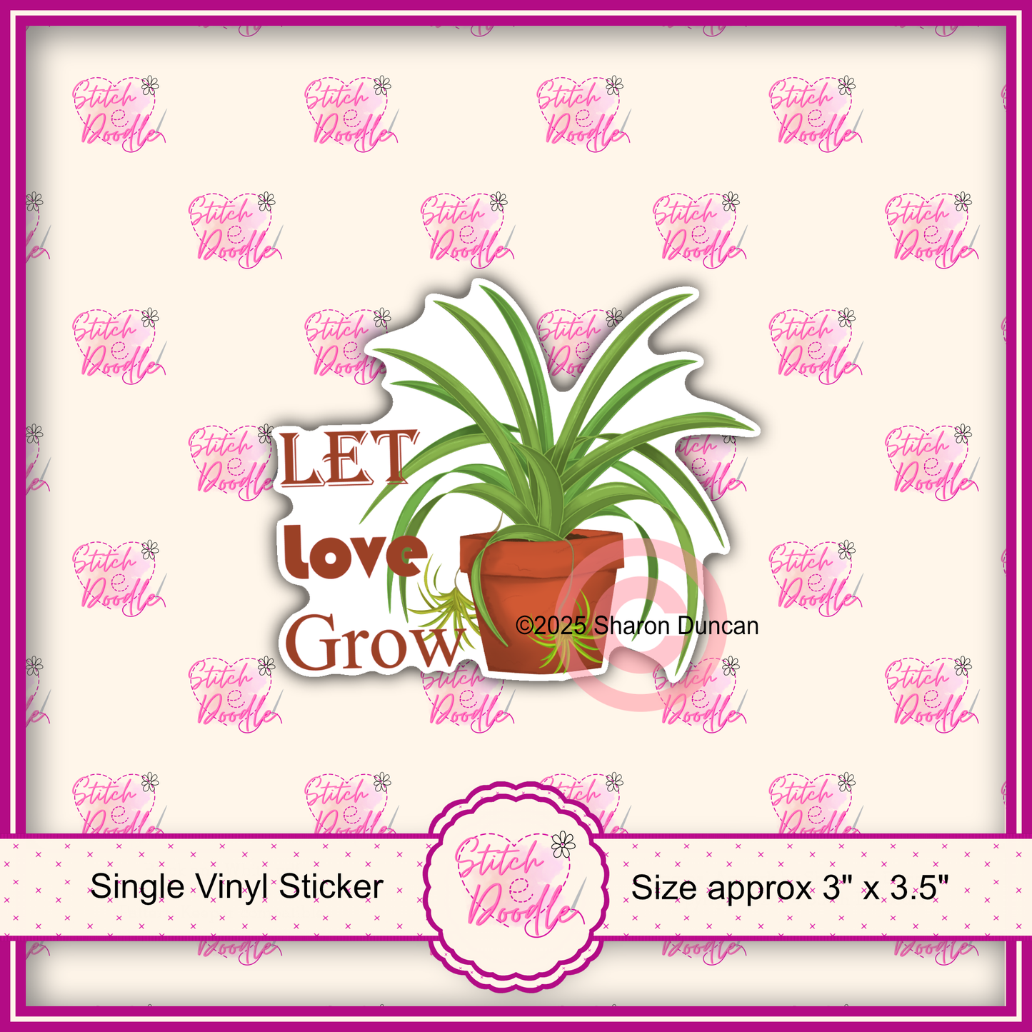 XL Single Sticker - Let Love Grow - Spider plant