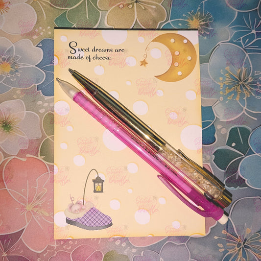 Tiddle Mouse Sweet Dreams are Made of Cheese - 50 sheets un-coated 100 gsm paper - A6 Notepad