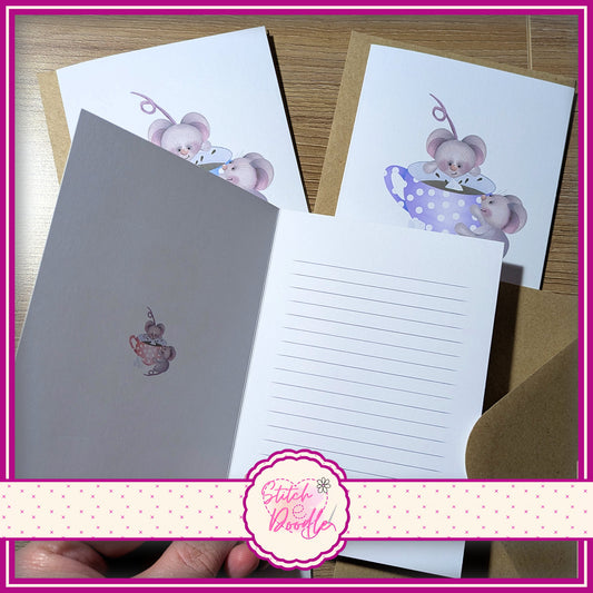 A6 Notelets and Envelopes - Tiddle Mouse - Set of 4