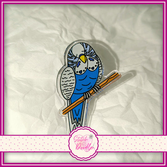 Blue Budgie Collectible Acrylic Pin. HALF PRICE