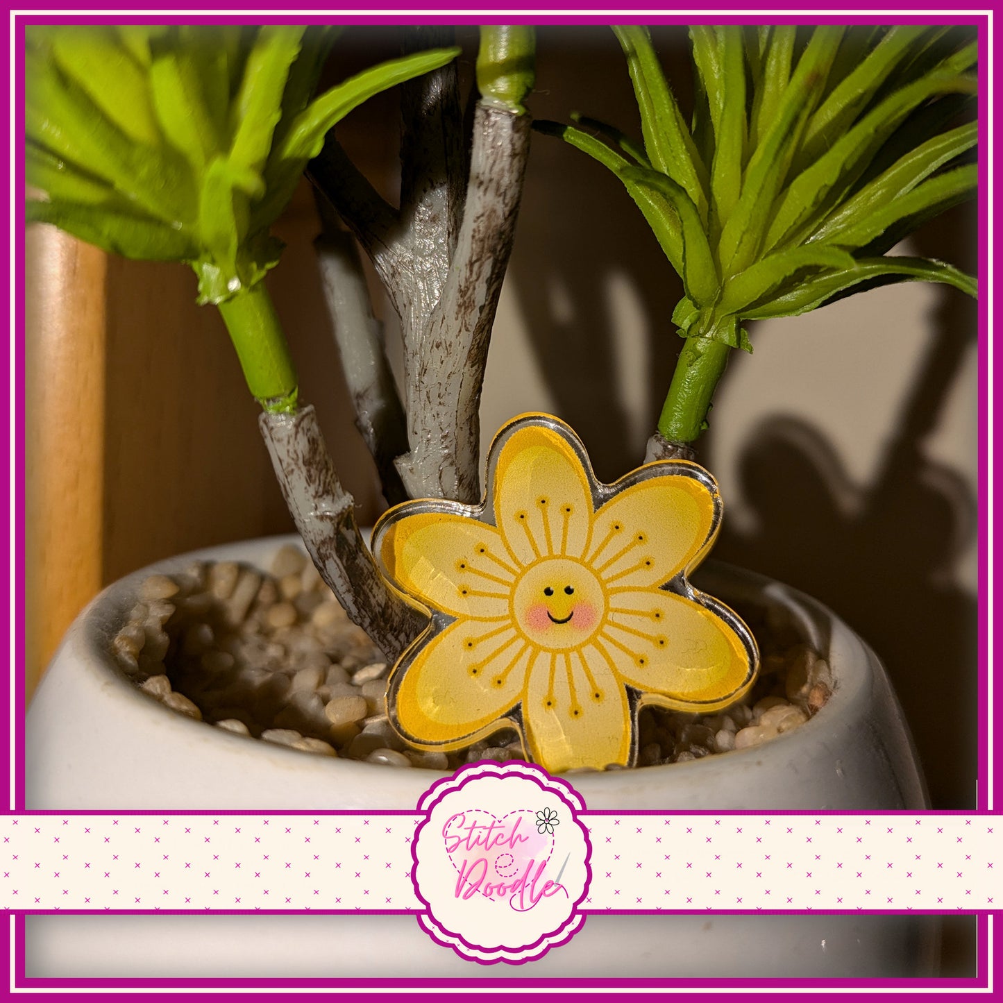 Sunshine Flower Collectible Acrylic Pin.