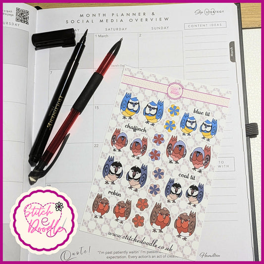 Sticker Sheet - Chirpy Chums - 28 stickers