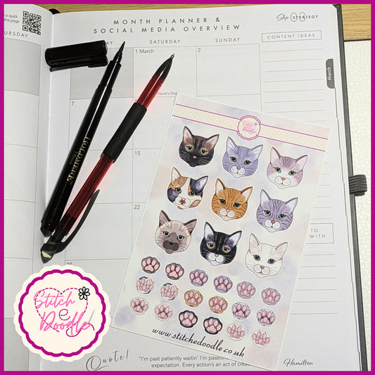 Sticker Sheet - Toe Beans Heads and Paws - 27 stickers