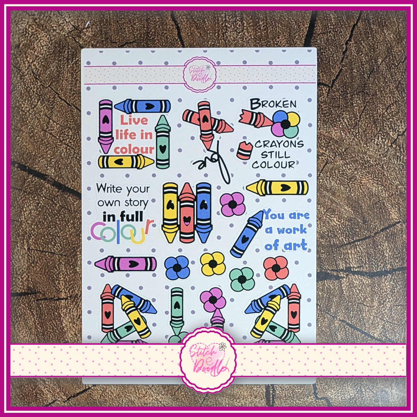 Sticker Sheet - Broken Crayons - 17 stickers