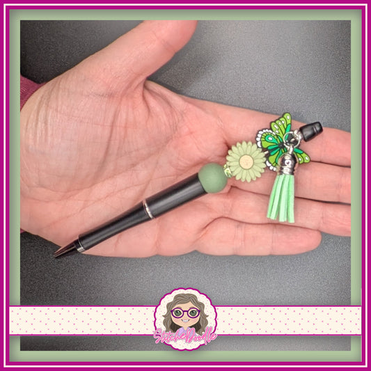 Butterfly Wings - Green - Handmade Pen with Tassel - Ideal Gift