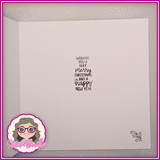 Christmas gift in Red/Gold Handmade Christmas with embellishments - Large 7" x 7" card and envelope (RG)