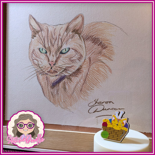 Mitsy's Yarn Basket Collectible Wooden Pin - Ginger Cat