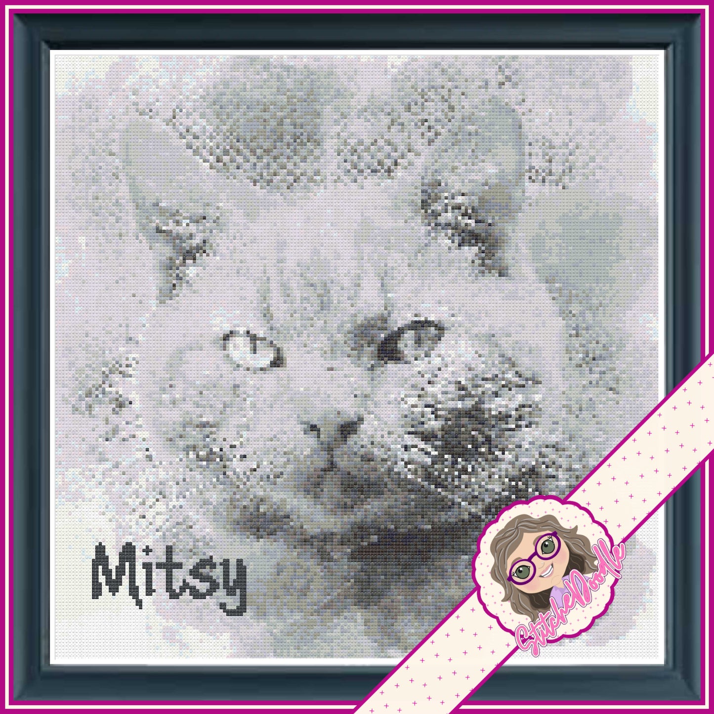 Watercolour Effect Pet Portrait. Customised. Colour or BW. PDF and Patternkeeper