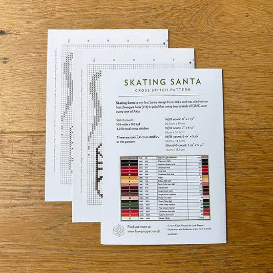 Skating Santa - Printed Chart by Love Poppet