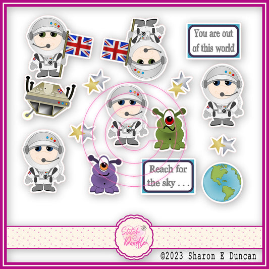 Sticker Pack - Dinky Dudes Spaceman - 15 stickers
