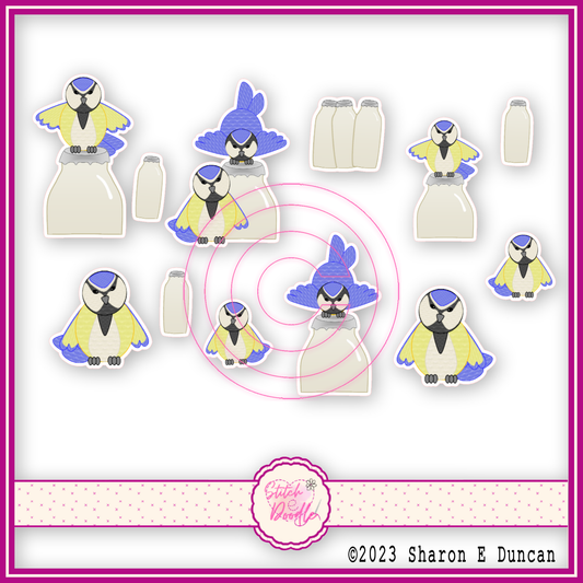 Sticker Pack - Grumpy Bluetit - 12 stickers