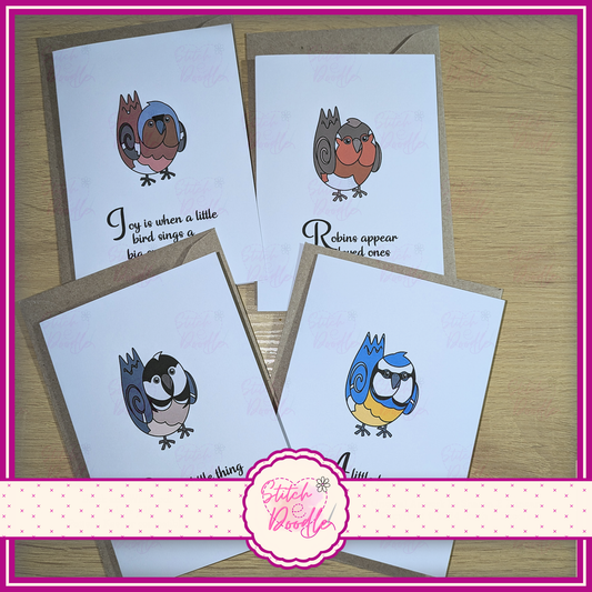 Notelets - Chirpy Chums Cards and Envelopes - Original Artwork - 300 gsm card
