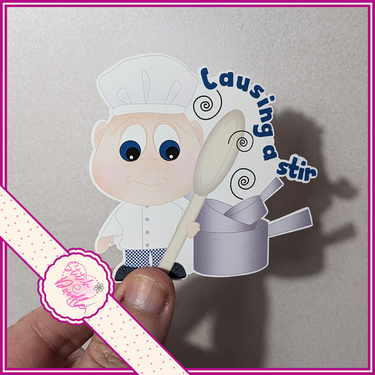 XL Single Sticker - Dinky Dudes Character Sticker - Causing a stir - Chef