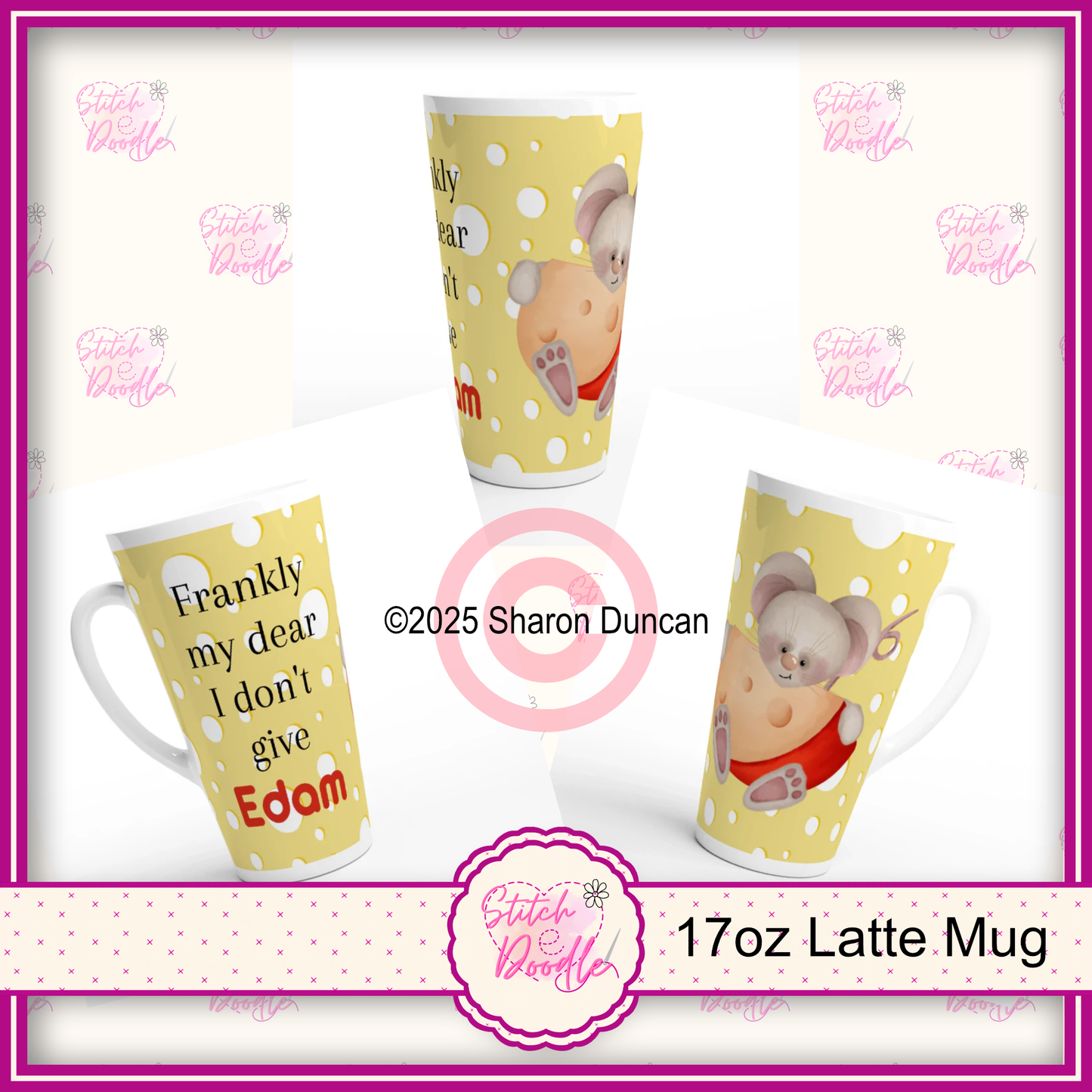 'Frankly my dear I don't give Edam' comical X-Large White Latte Ceramic Mug – 17oz Gift for Cheese Lovers