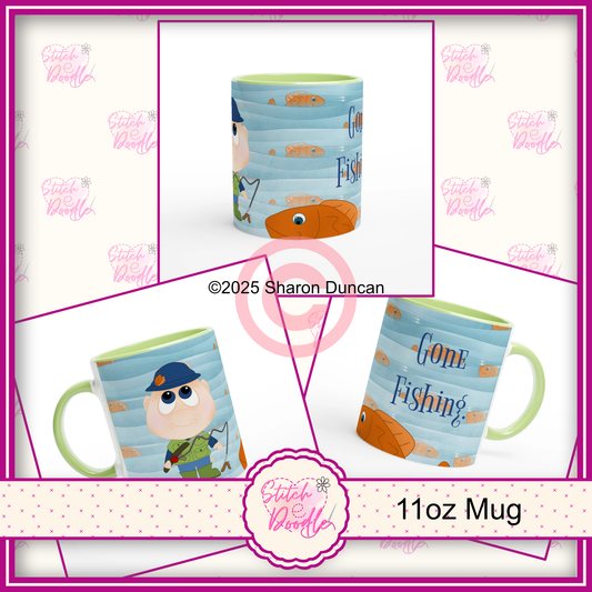 'Gone Fishing' 11oz Ceramic Mug – Perfect for Fishing Trips