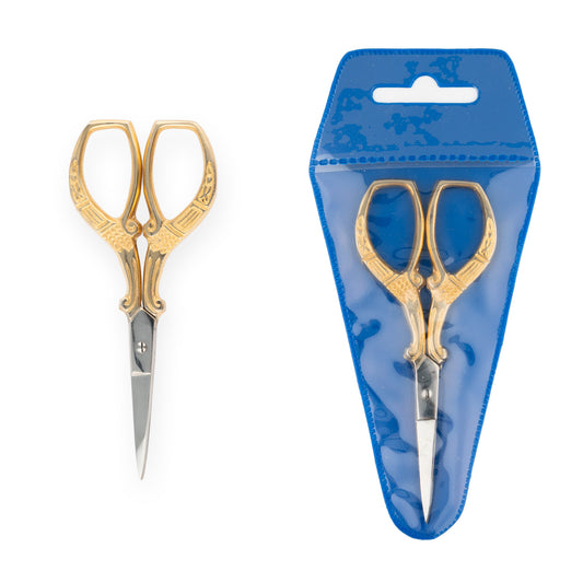 Nickel Floral Embroidery Scissors - 9.5cm - Gold Tone