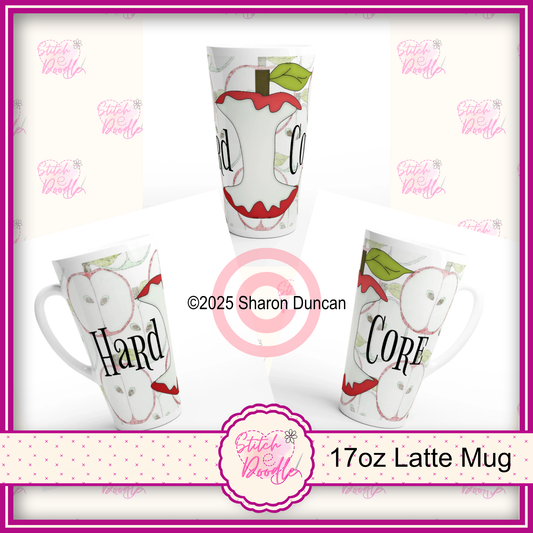 'Hard Core' X-Large White 17oz Ceramic Latte Mug – Ideal for 'hard core' coffee lovers