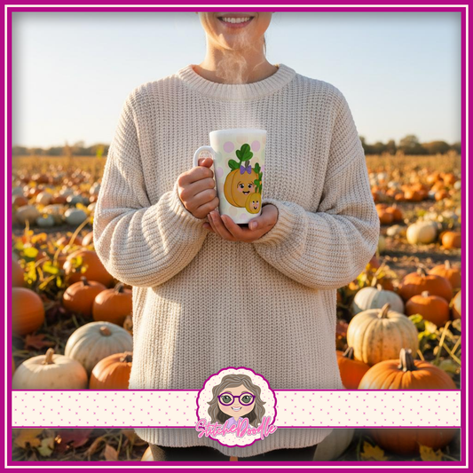 Hello Pumpkin Large White Latte 17oz Ceramic Mug