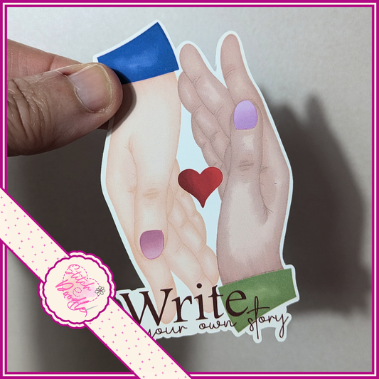 XL Single Sticker - Holding on Inspirational Sticker - Hands and Heart